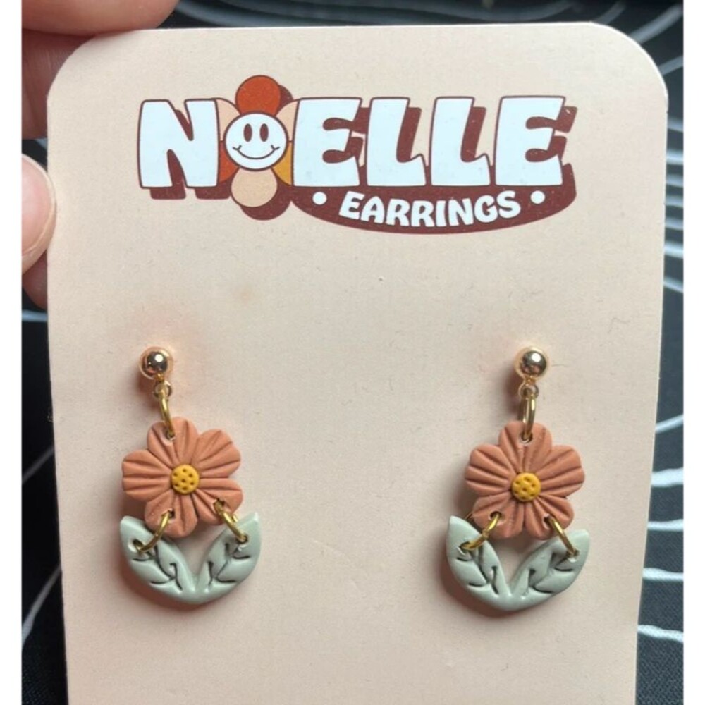 Terracotta Flowers Dangle Earrings